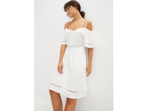 B.P.C sukienka śmietankowa odkryte ramiona 36/38.