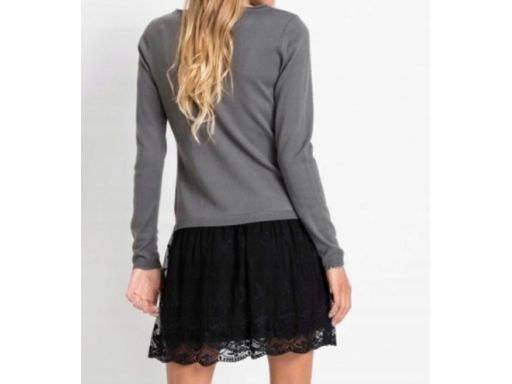 B.P.C sukienka dzianinowa szara 2w1z czarną koronką 36/38.