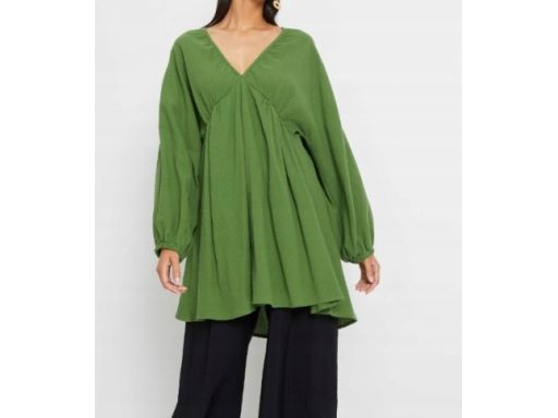 B.P.C tuniko-sukienka zielona krepowana 38.