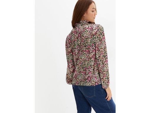 B.P.C Czarna bluzka szyfonowa w drobne kwiatuszki ^44
