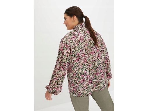 B.P.C Czarna bluzka szyfonowa w drobne kwiatuszki ^44