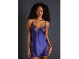 B.P.C koszula nocna satynowa z koronką chabrowa 40/42.