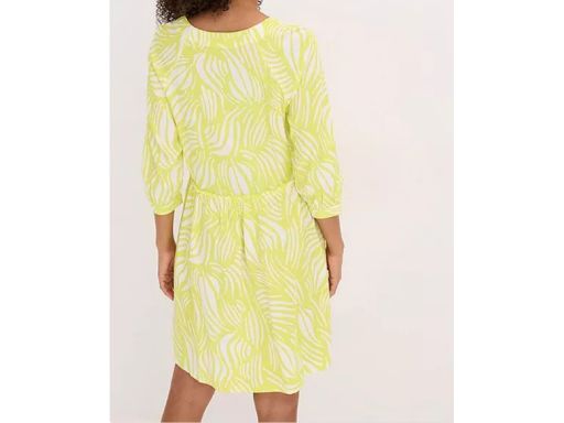 B.P.C sukienka biało-limonkowa we wzory z wiskozy 48.