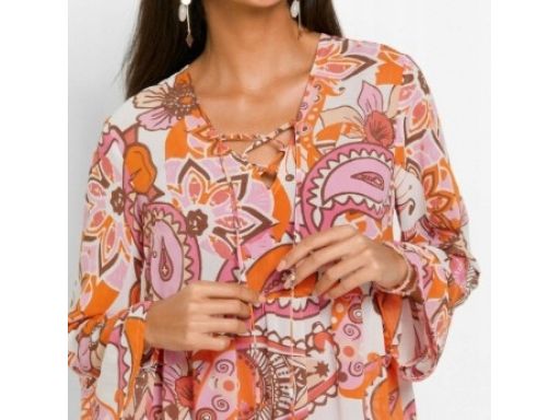 B.P.C szyfonowa tunika plażowa we wzory ^38