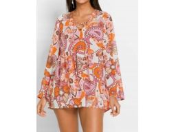 B.P.C szyfonowa tunika plażowa we wzory ^38