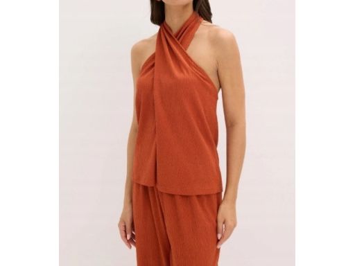 B.P.C top rdzawy krepowany wiązanie na szyi r.40/42