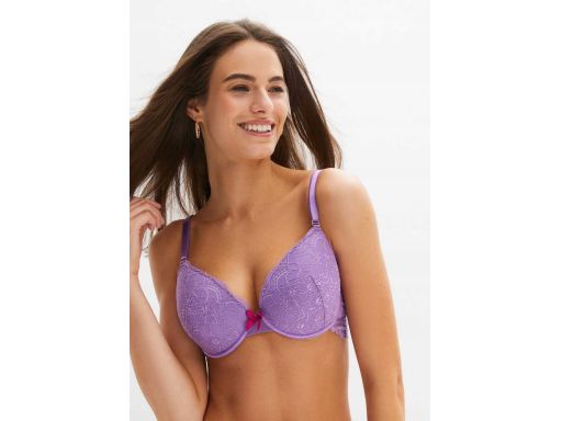 B.P.C biustonosz usztywniany na fiszbinach fioletowy z koronką 95B.