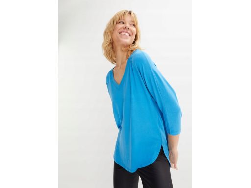 B.P.C niebieska bluzka z wiskozy w serek 48/50.