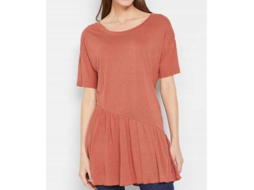 B.P.C bluzka brązowa z dekoracyjną falbaną 40/42.