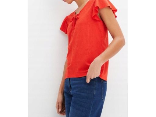 B.P.C bluzka koszulowa czerwona z krepy r.36/38