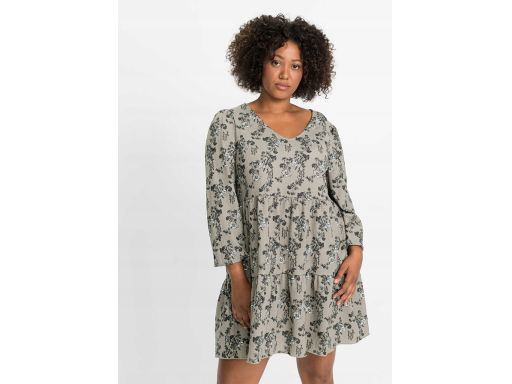 B.P.C Oliwkowa sukienka shirtowa w kwiaty ^40/42