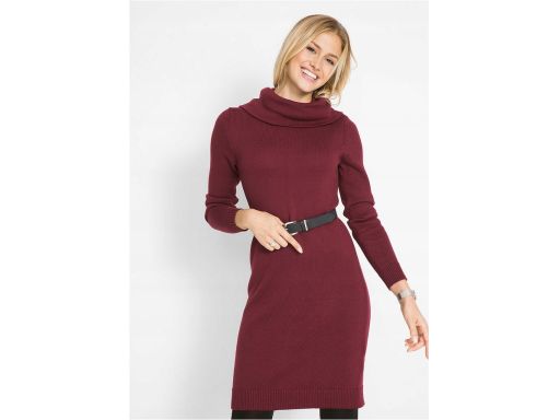 B.P.C sukienka dzianinowa z szerokim golfem brązowa r.40/42
