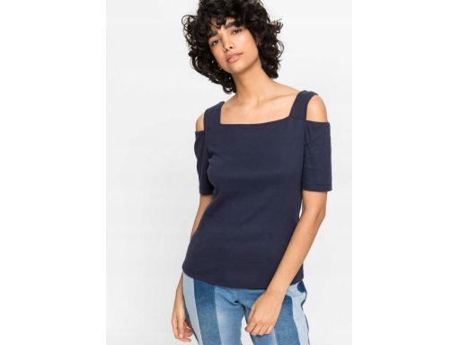 B.P.C granatowy top bawełniany z rękawkami 44/46.