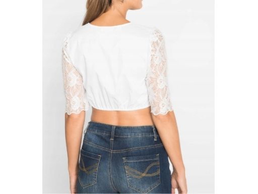 B.P.C damska bluzka z koronką w stylu ludowym 36.