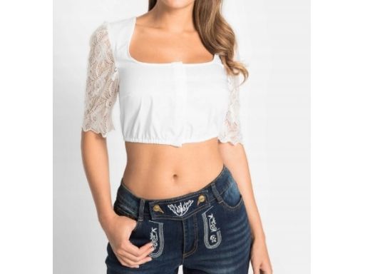 B.P.C damska bluzka z koronką w stylu ludowym 36.