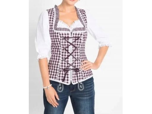B.P.C damska bluzka w stylu ludowym gorset top w kratę r.44