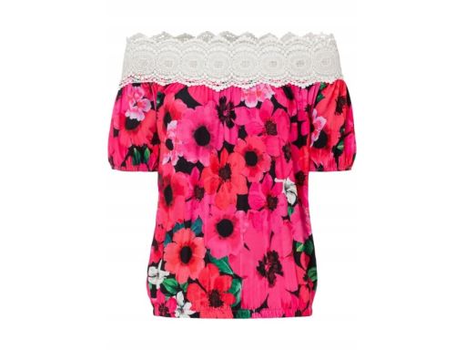 B.P.C bluzka carmen nadruk z koronką ^32/34