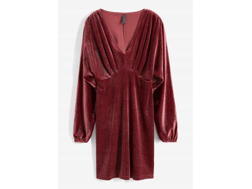 B.P.C sukienka midi jagodowa ze srebrnym połyskiem 48/50.