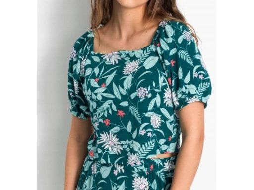 B.P.C bluzka krótka zielona we wzory 42.
