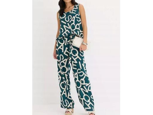 B.P.C bluzka asymetryczna top morski w beżowe litery 40.