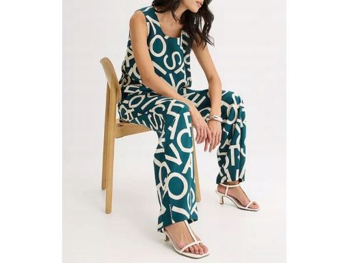 B.P.C bluzka asymetryczna top morski w beżowe litery 40.