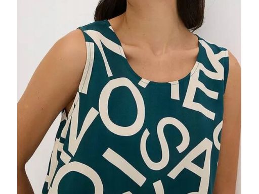 B.P.C bluzka asymetryczna top morski w beżowe litery 40.