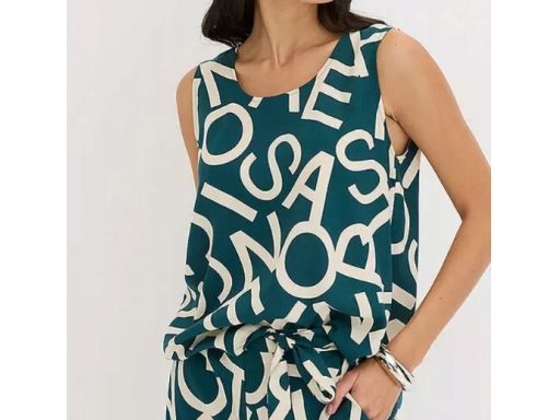 B.P.C bluzka asymetryczna top morski w beżowe litery 40.