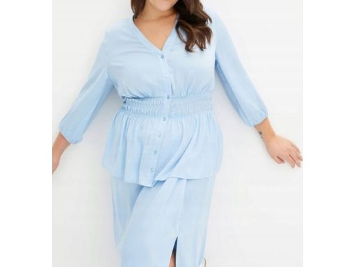 B.P.C bluzka satynowa niebieska z baskinką ^44