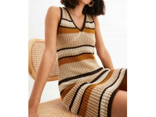 B.P.C sukienko-kamizelka dzianinowa w paski r.44/46