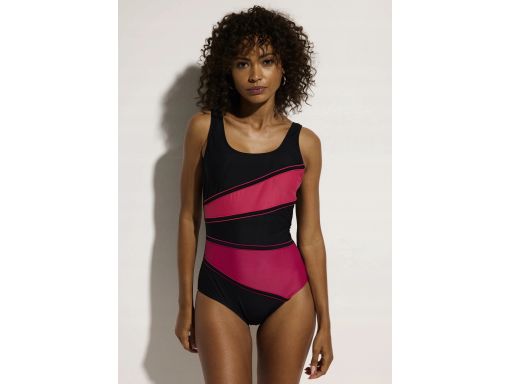 B.P.C kostium jednoczęściowy czarno-różowy fuksja ^46