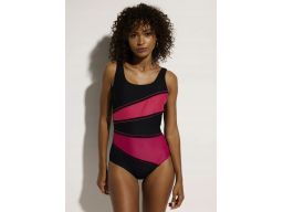 B.P.C kostium jednoczęściowy czarno-różowy fuksja ^46