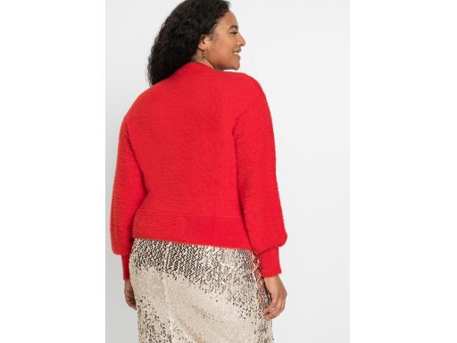 B.P.C czerwony krótki kopertowy sweter włochaty 48/50.