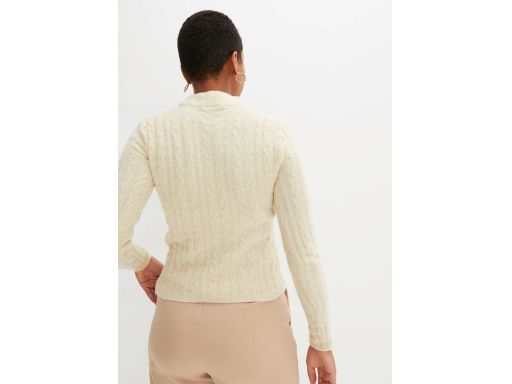 B.P.C beżowy sweter w warkocze z wycięciem 44/46.