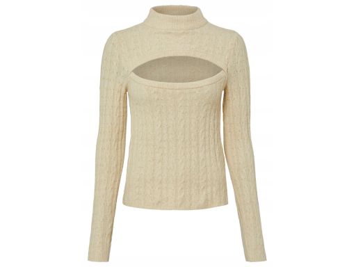 B.P.C beżowy sweter w warkocze z wycięciem 44/46.