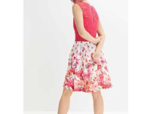 B.P.C sukienka z koronką rozkloszowana z nadrukiem r.44/46