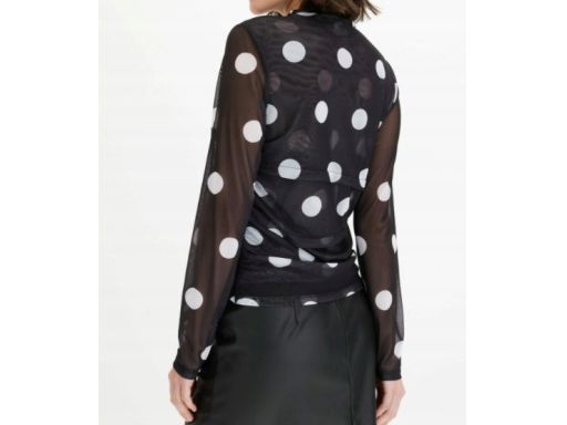 B.P.C bluzka siateczkowa czarna w białe grochy z marszczeniami 52/54.
