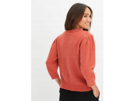 B.P.C sweter rudy z ażurowym wzorem rękawy 3/4, ^40/42
