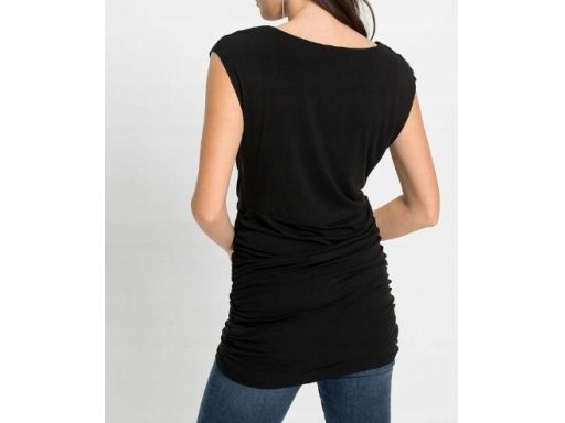 B.P.C długa bluzka czarna z marszczeniami r.40/42