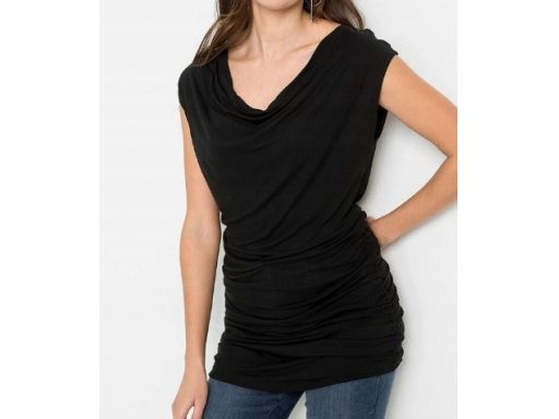 B.P.C długa bluzka czarna z marszczeniami r.40/42