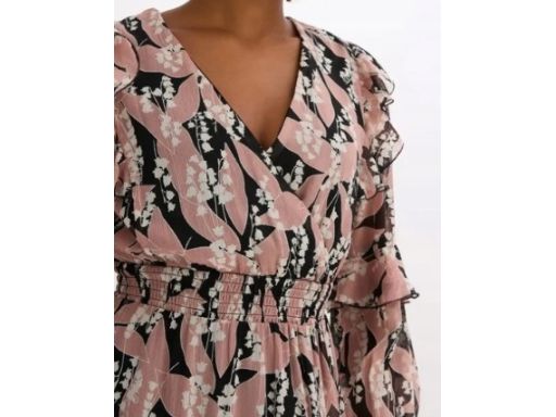 B.P.C sukienka szyfonowa z falbanami długa we wzory 38.