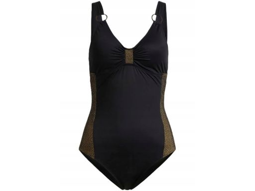 B.P.C kostium jednoczęściowy czarno-złoty z siateczką r.46