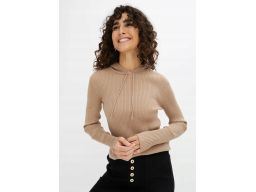 B.P.C sweterek prążkowany z kapturem beżowy ^44/46