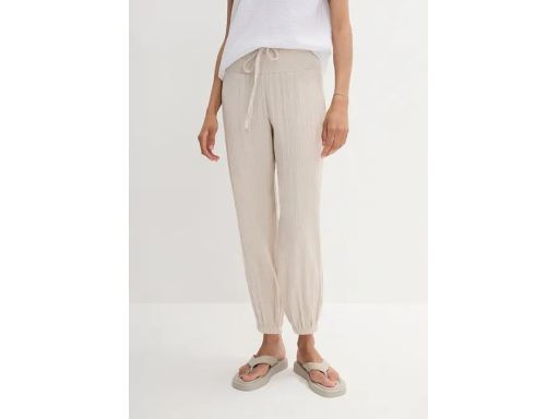 B.P.C spodnie muślinowe beżowe damskie r.50