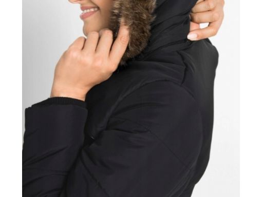 B.P.C kurtka czarna pikowana dłuższa z kapturem 44.