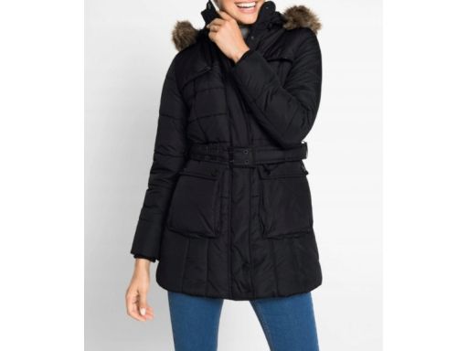 B.P.C kurtka czarna pikowana dłuższa z kapturem 44.
