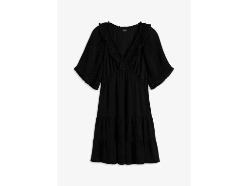 B.P.C sukienka z falbanami i plisowaniem czarna ^46