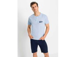 B.P.C koszulka męska polo niebieska z nadrukiem S.