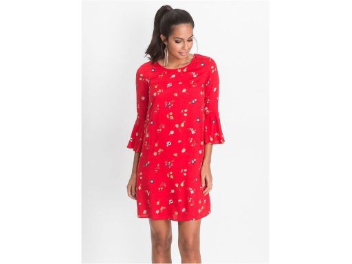 B.P.C. sukienka czerwona w kwiatuszki, wiskoza 38