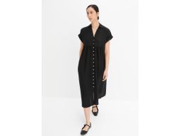 B.P.C sukienka midi czarna z optyce lnu r.50