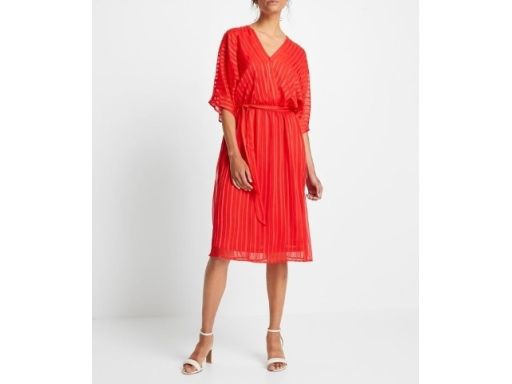 B.P.C czerwona sukienka szyfonowa r.36
